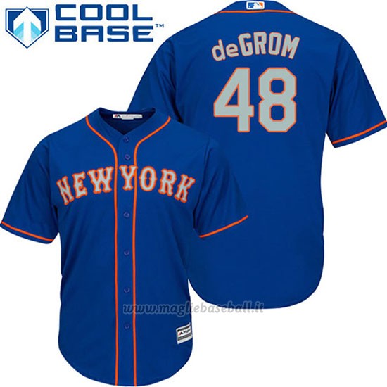 Maglia Baseball Uomo New York Mets Jacob Degrom 48 Blu Alterner Cool Base